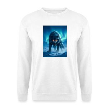 Fenrir, riesiger nordischer Wolf unter Nordlichtern - Unisex Pullover - Weiß - Vorne