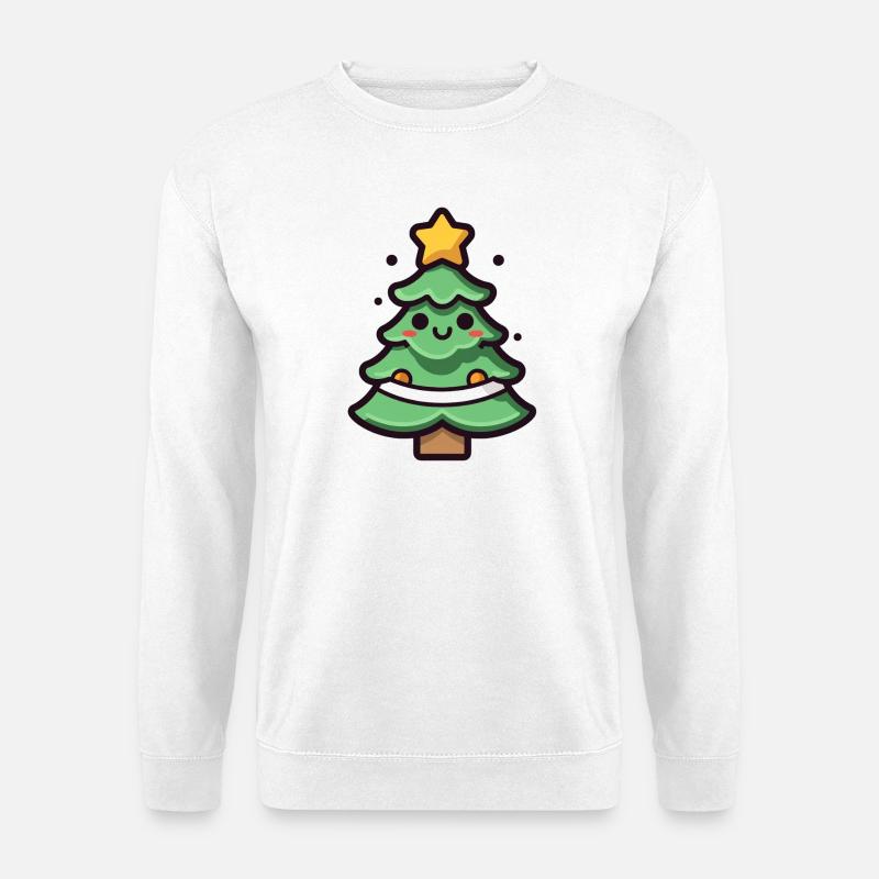 Kawaii Weihnachtsbaum Illustration - Unisex Pullover - Weiß