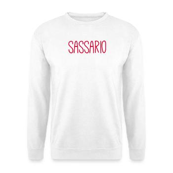 Sassario Wein & Tapas Illustration - Unisex Pullover - Weiß - Vorne - Alina (178cm) & Michal (187cm)