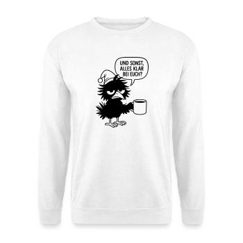 Black Raven with Sleepy Cap and Speech Bubble - Unisex Sweatshirt - white - Front