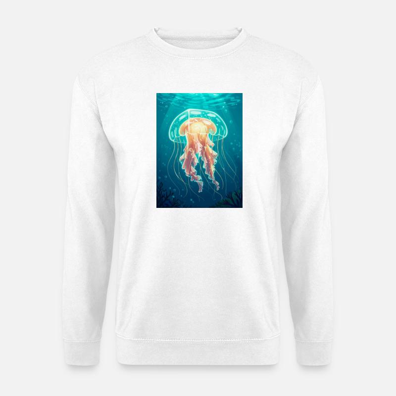 Comic style box jellyfish, transparent cube-shaped - Unisex Sweatshirt - white