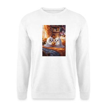 Niedliche Geister mit Halloween Kürbis - Unisex Pullover - Weiß - Vorne