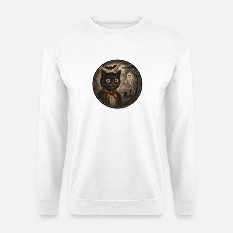 Creepy cats with ghost moon - Unisex Sweatshirt - white