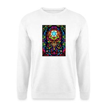 Skull Glasfenster - Unisex Pullover - Weiß - Vorne