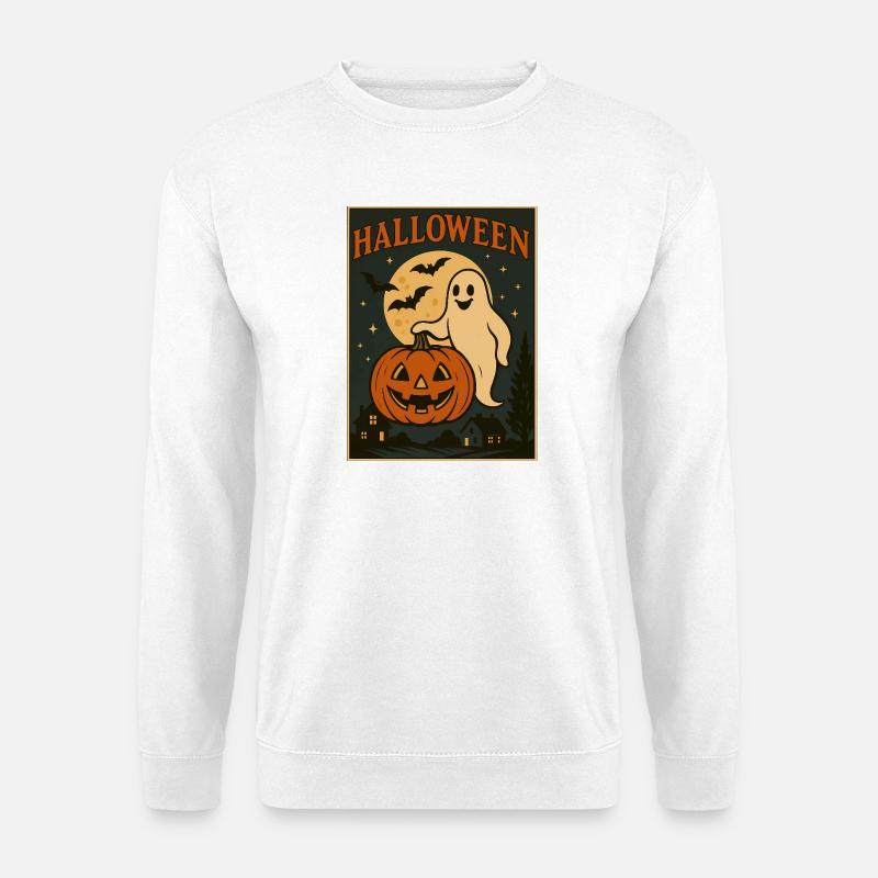 Fantôme d’Halloween avec citrouille - Sweat-shirt Unisexe - blanc