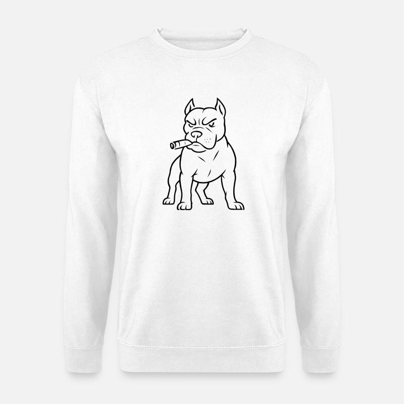 Cigar Bulldog Lineart - Unisex Pullover - Weiß