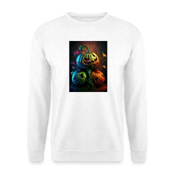 Neon Halloween Kürbisse - Unisex Pullover - Weiß - Vorne