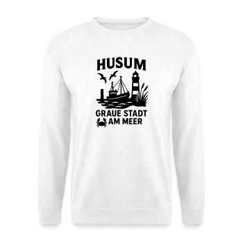 Husum Ville grise au bord de la mer - Sweat-shirt Unisexe - blanc - Devant