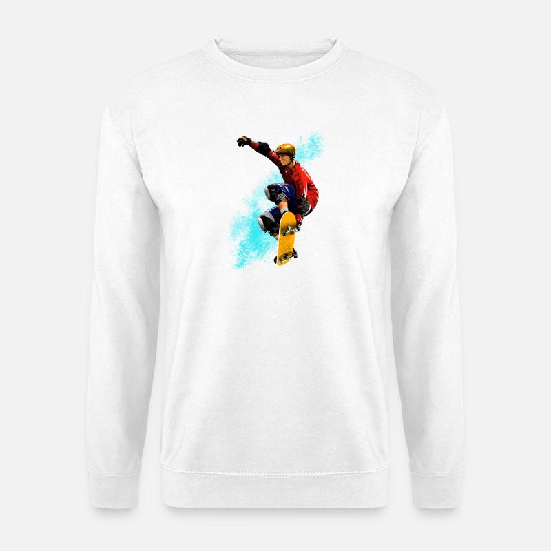 Skateboard Sprung Neon Splash - Unisex Pullover - Weiß