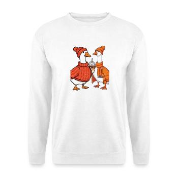 Cozy Fall Geese with Coffee – Cute Autumn Animals - Unisex Sweatshirt - white - Front