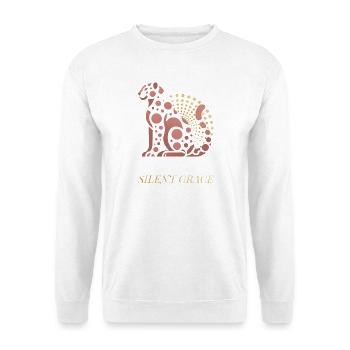 Silent Grace – Elegant Cat with Golden Accents - Unisex Sweatshirt - white - Front