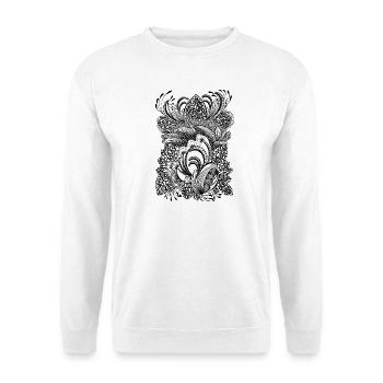 Schwarzweiß Musterblüten - Unisex Pullover - Weiß - Vorne
