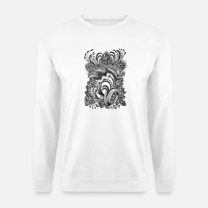 Schwarzweiß Musterblüten - Unisex Pullover - Weiß
