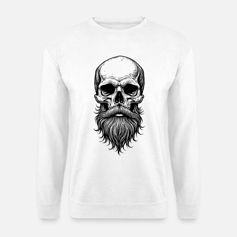 Skull mit Bart - Unisex Pullover - Weiß