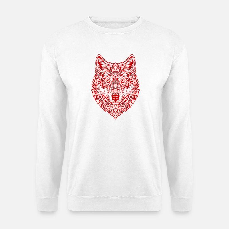 Ornamented Wolf's Head - Unisex Sweatshirt - white