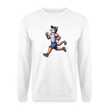 Cute cat running marathon sport jogging sprinting - Unisex Sweatshirt - white - Front
