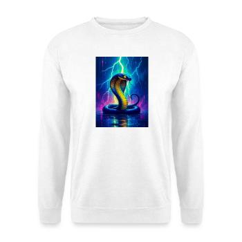 Eine Kobra erhebt sich durch elektrische Blitze in Glowin - Unisex Pullover - Weiß - Vorne