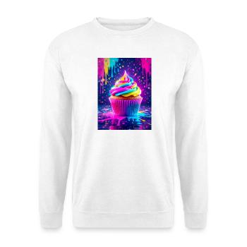 Süßer Neon-Cupcake, der mit bunter Pop-Art glänzt - Unisex Pullover - Weiß - Vorne