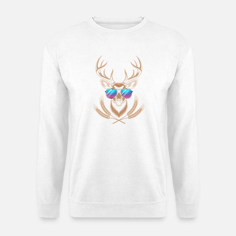 Hirsch mit Geweih - Unisex Pullover - Weiß