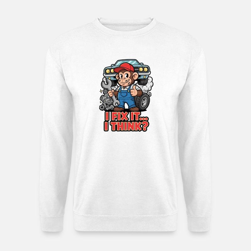 Monkey Mechanic – I Fix It - Unisex Sweatshirt - white