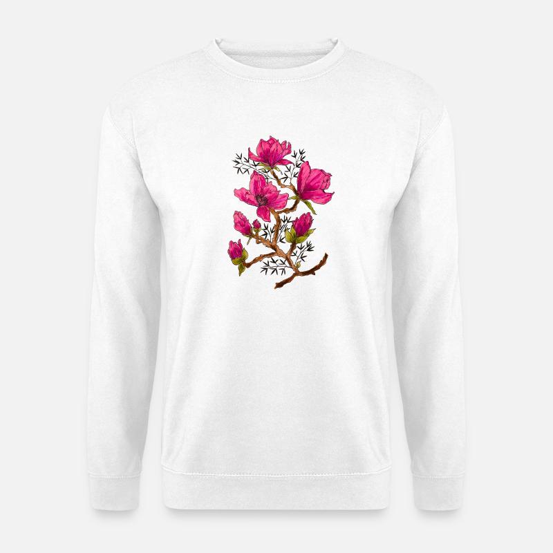 Magenta Magnolia Blütenzauber - Unisex Pullover - Weiß