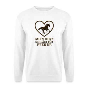 Mein Herz schlägt für Pferde – Pferdeliebe Design - Unisex Pullover - Weiß - Vorne