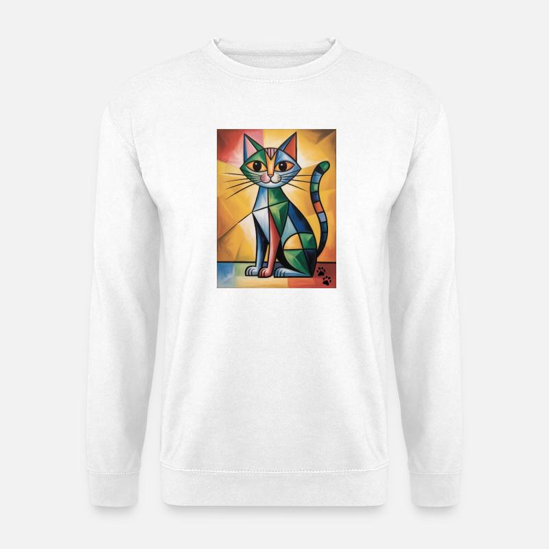 katze kubisch - Unisex Pullover - Weiß