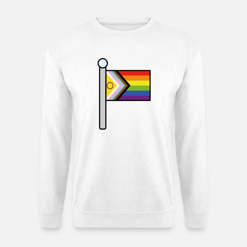 Inclusive Progress Pride flag pole - Unisex Sweatshirt - white