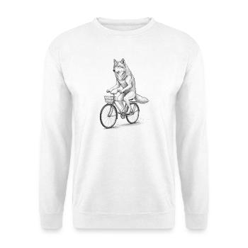 Wolf Cyclist on Bike - Unisex Sweatshirt - white - Front