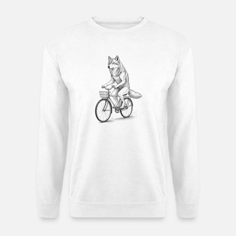 Wolf-Radfahrer auf dem Fahrrad - Unisex Pullover - Weiß