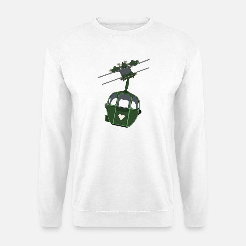 Grüne Seilbahn Herz Motiv - Unisex Pullover - Weiß