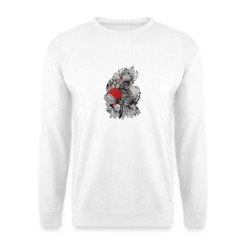 Schwarz-Weiß Blüten mit rotem Akzent - Unisex Pullover - Weiß - Vorne