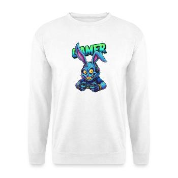 Neon Gaming Hase im Controller Gamer Bunny - Unisex Pullover - Weiß - Vorne