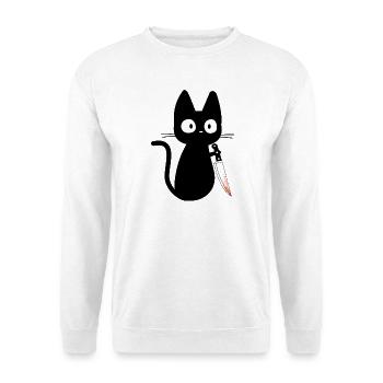 Idée cadeau pour l’humour du chat au couteau - Sweat-shirt Unisexe - blanc - Devant