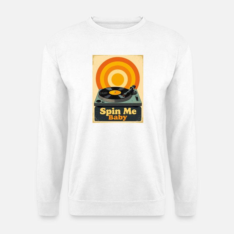 Retro-Vinylplatte mit warmem, lebendigem Ton - Unisex Pullover - Weiß