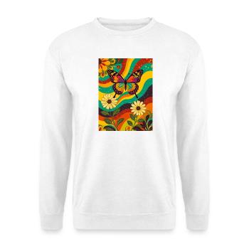 Psychedelic Butterfly Garden in Groovy Colors - Unisex Sweatshirt - white - Front