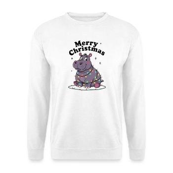 Hippopotamus Christmas Africa Zoo Joyeux Noël - Sweat-shirt Unisexe - blanc - Devant