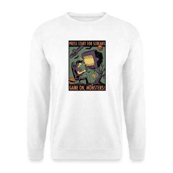 Spiel an, Monster: Gruseliges Gamer-Design - Unisex Pullover - Weiß - Vorne