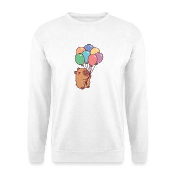 Cute Capybara Holding Colorful Balloons - Unisex Sweatshirt - white - Front