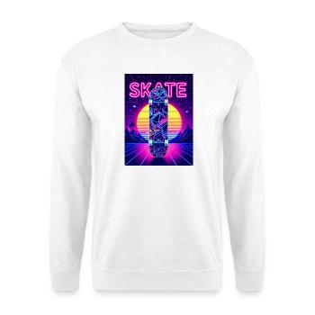 Skate Neon Tower – Retro 80er Street Style - Unisex Pullover - Weiß - Vorne