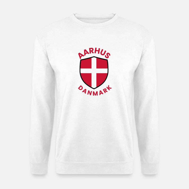 Écu du drapeau du Danemark d’Aarhus - Sweat-shirt Unisexe - blanc