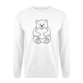 Teddybär mit Herz – kuschelige Liebe - Unisex Pullover - Weiß - Vorne