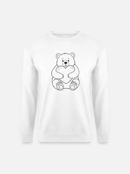 Teddybär mit Herz – kuschelige Liebe - Unisex Pullover - Weiß