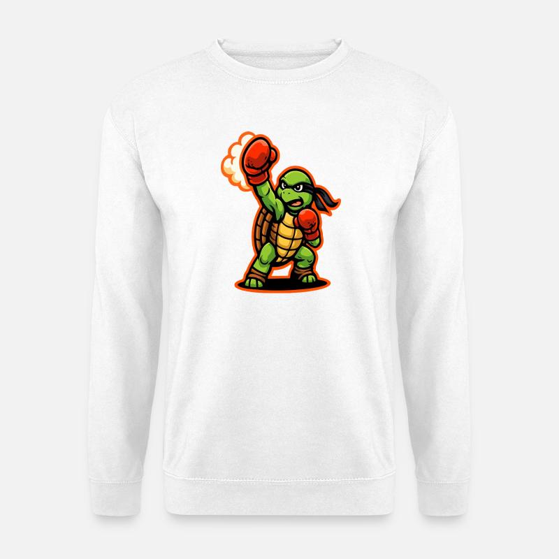 Boxing Turtle Fighter Power Punch Maskottchen - Unisex Pullover - Weiß