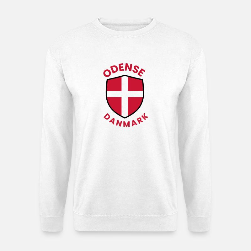 Odense, Dänemarks Flaggenwappen - Unisex Pullover - Weiß