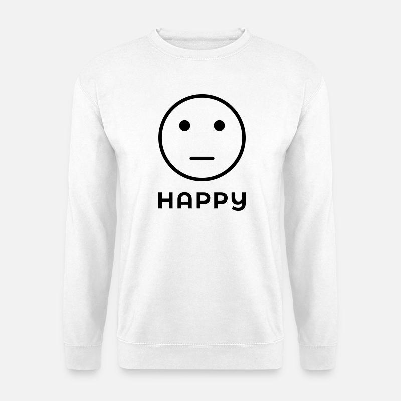 "GLÜCKLICHES" Neutrales Gesicht - Unisex Pullover - Weiß