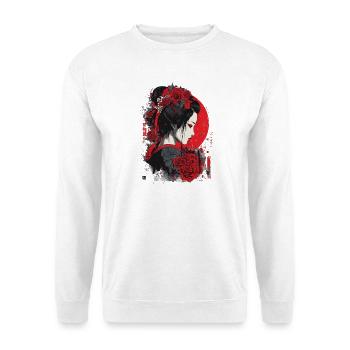 Geisha mit roten Rosen - Unisex Pullover - Weiß - Vorne