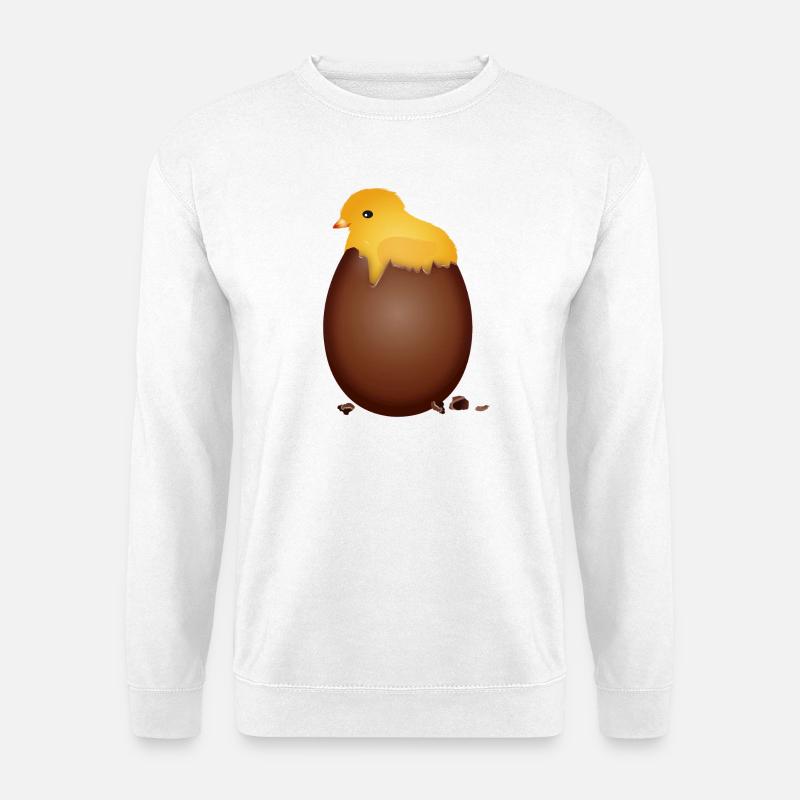 Chocolate Easter Egg with Cute Chick - Unisex Sweatshirt - white