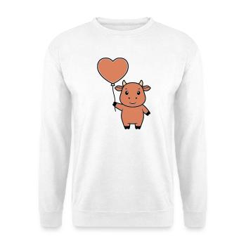 Süße Kuh Herz Ballon Liebe Vektor - Unisex Pullover - Weiß - Vorne