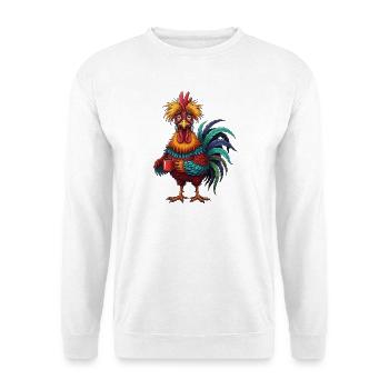 Vivid Rooster with Coffee Cup - Unisex Sweatshirt - white - Front